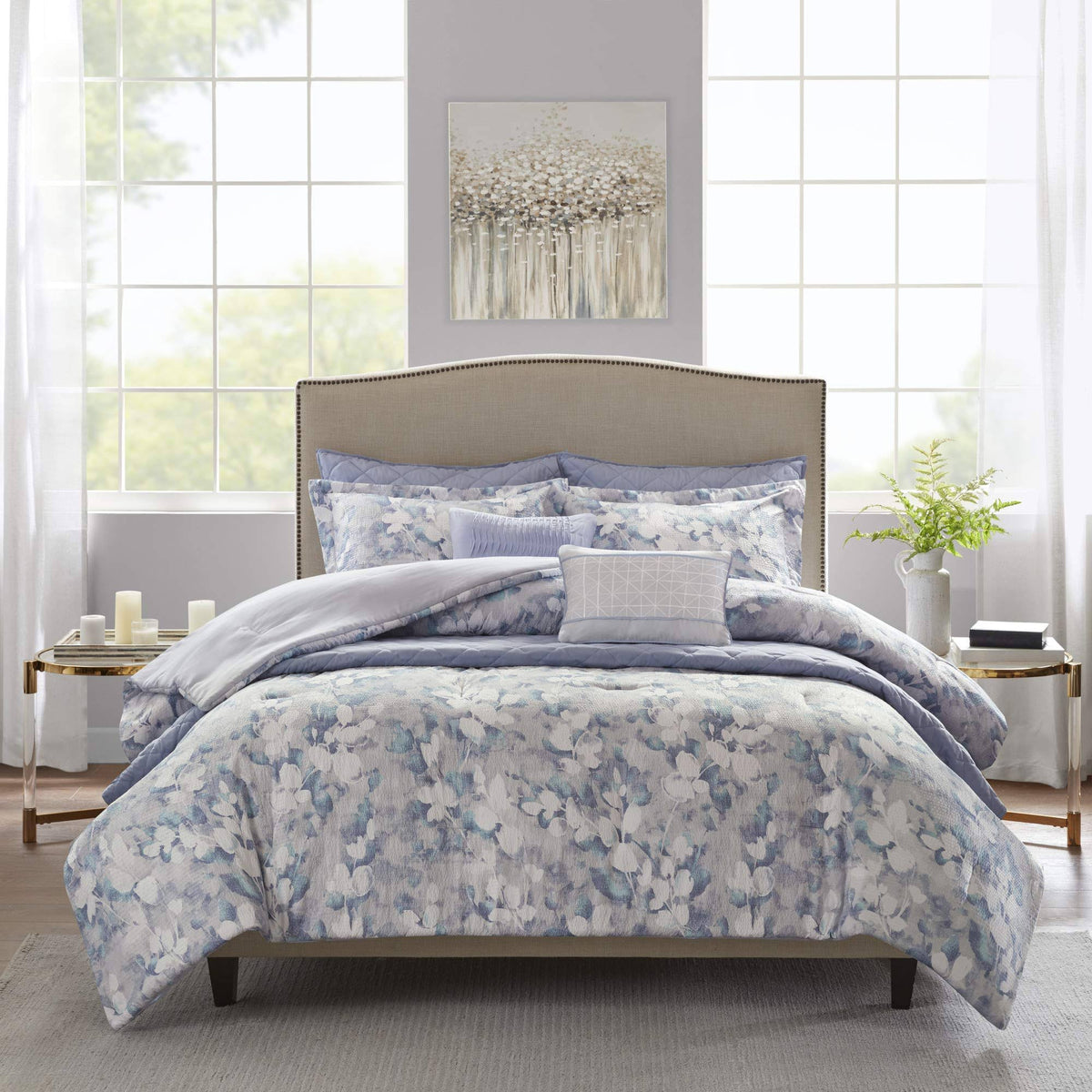 Blue Full/Queen Seersucker Comforter and Coverlet Set V451159