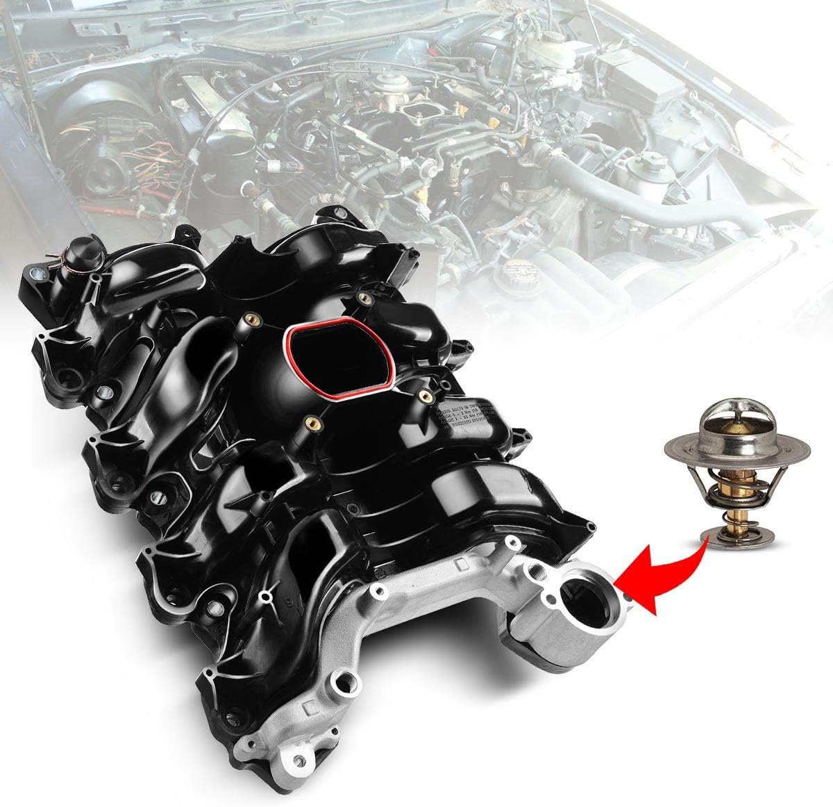 Upper Intake Manifold with Thermostat Compatible with Ford Crown Victoria Mustang Thunderbird Town Car Mercury Grand Marquis Cougar 1996-2000 V8 4.6L B8799