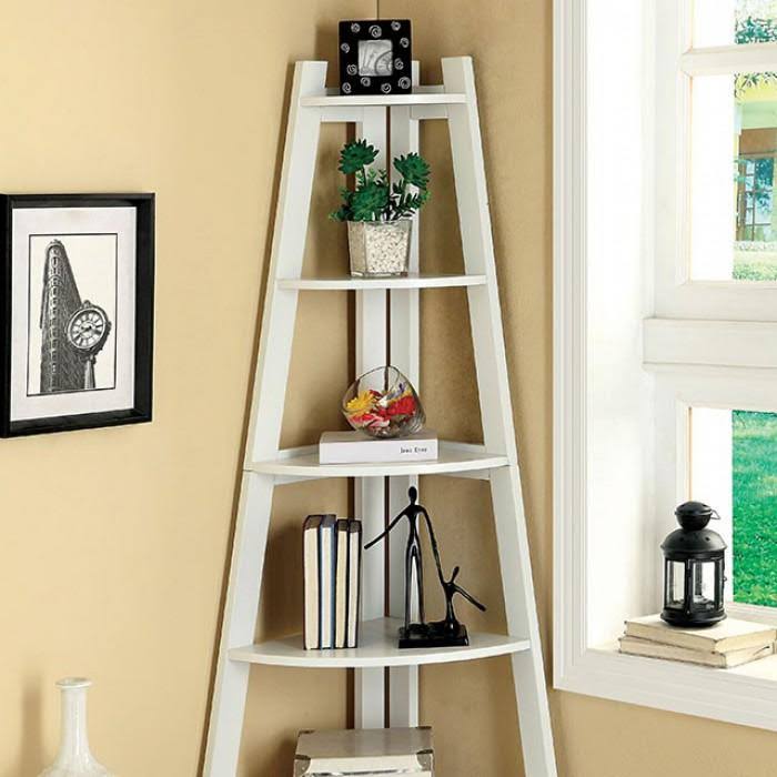 White Corner Ladder Shelf F923156