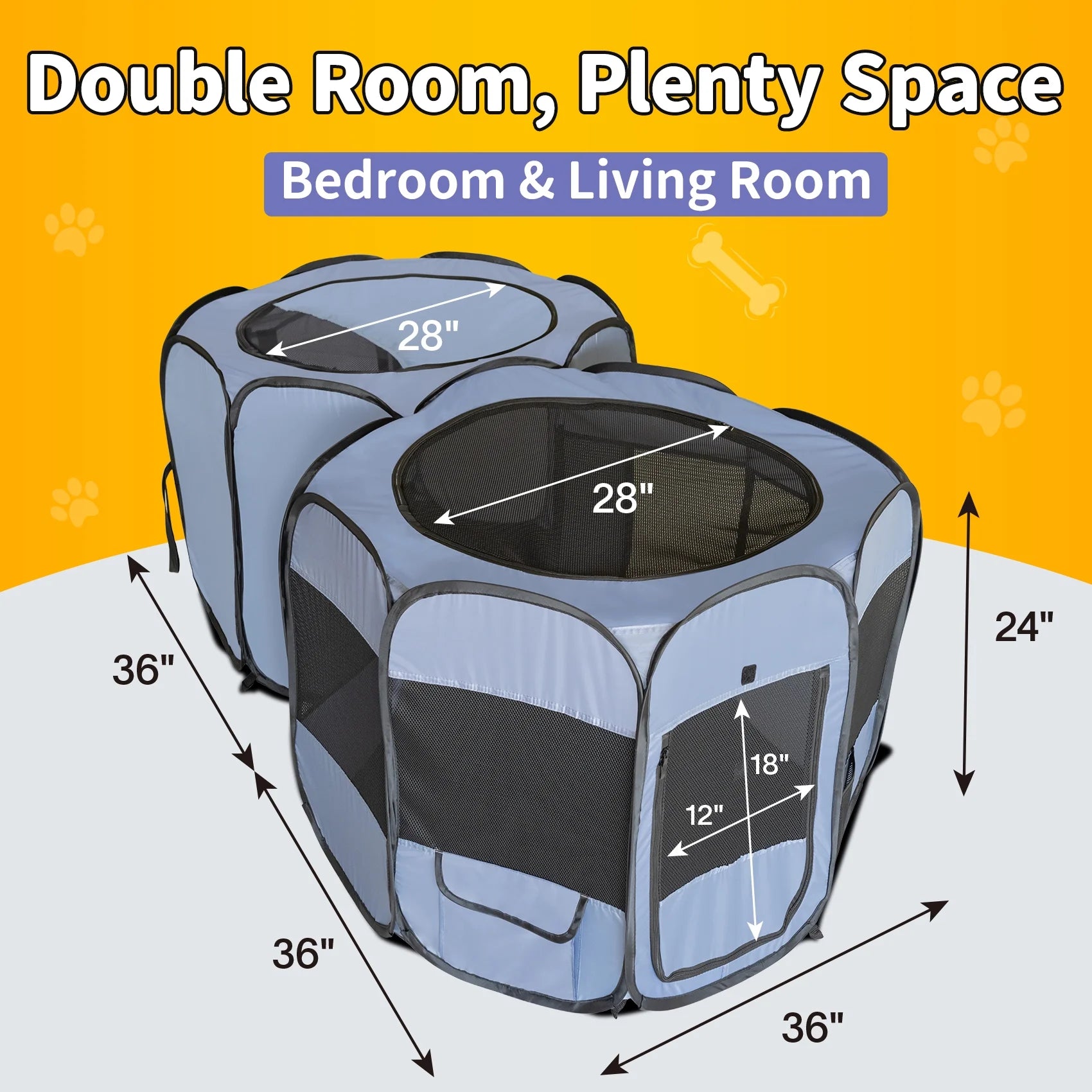 Pop up Pet Playpen Portable Play Tent Double Room A454068