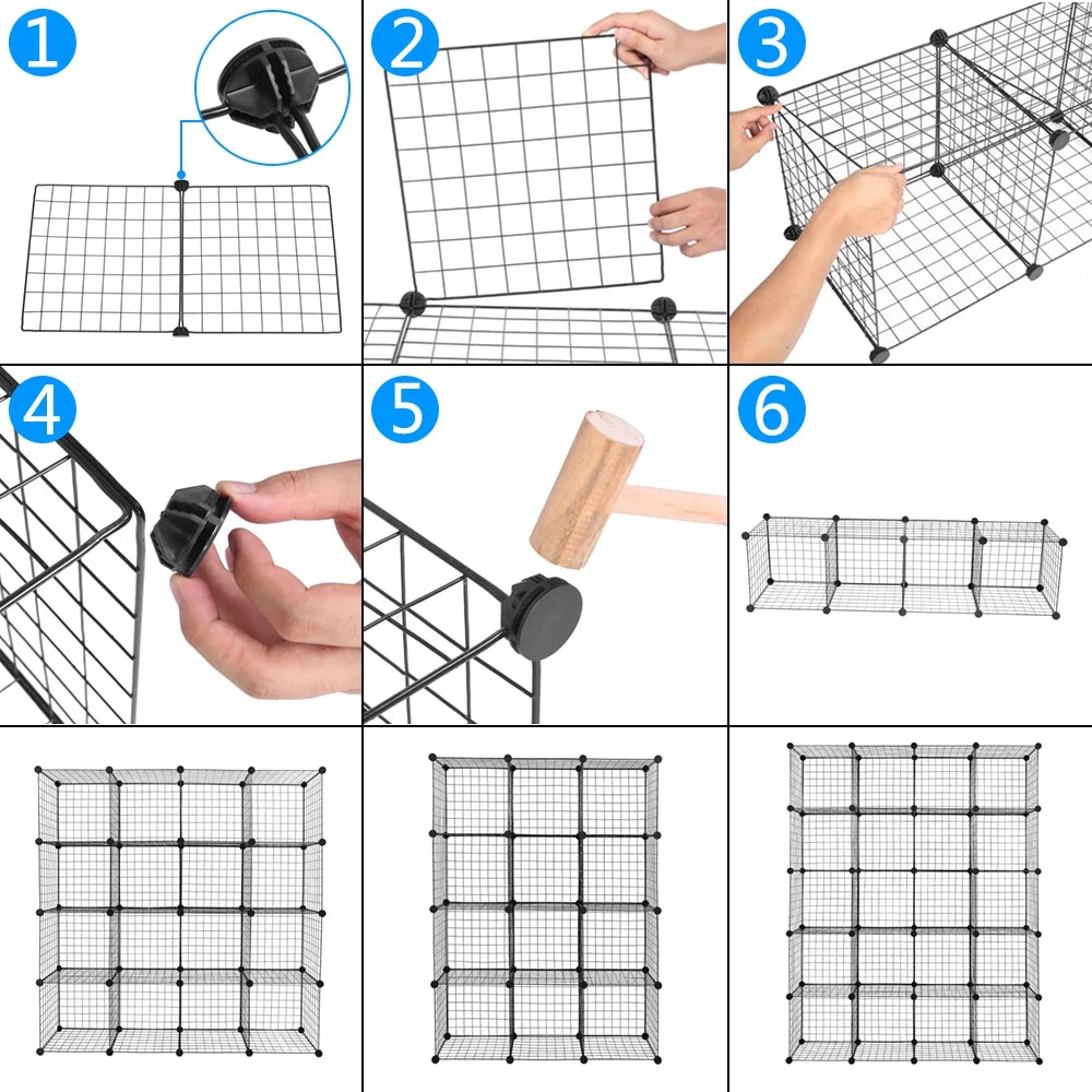 Black Metal 20-Cube Organizer Shelves D908