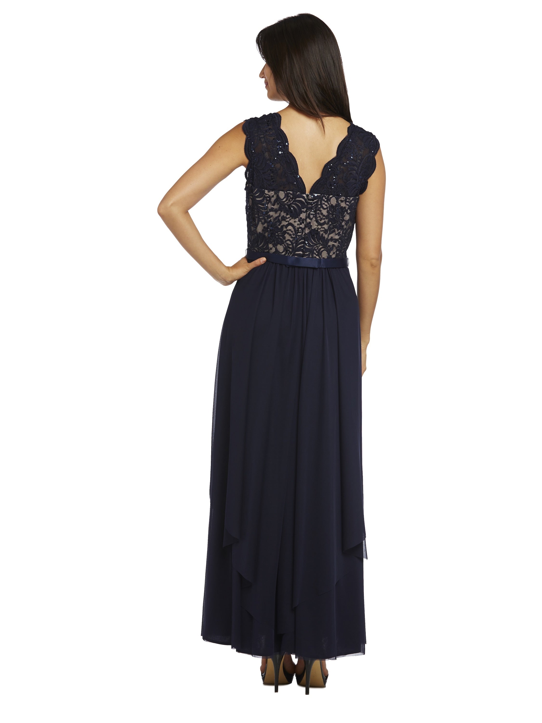 Purple/Blue/Beige Lace Evening Gown V6765