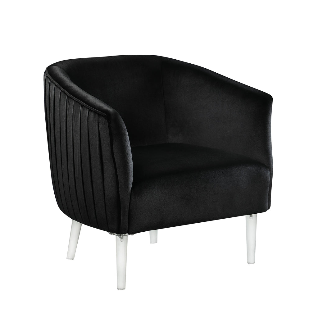 Black Velvet Curved Back Barrel Accent Chair X193086