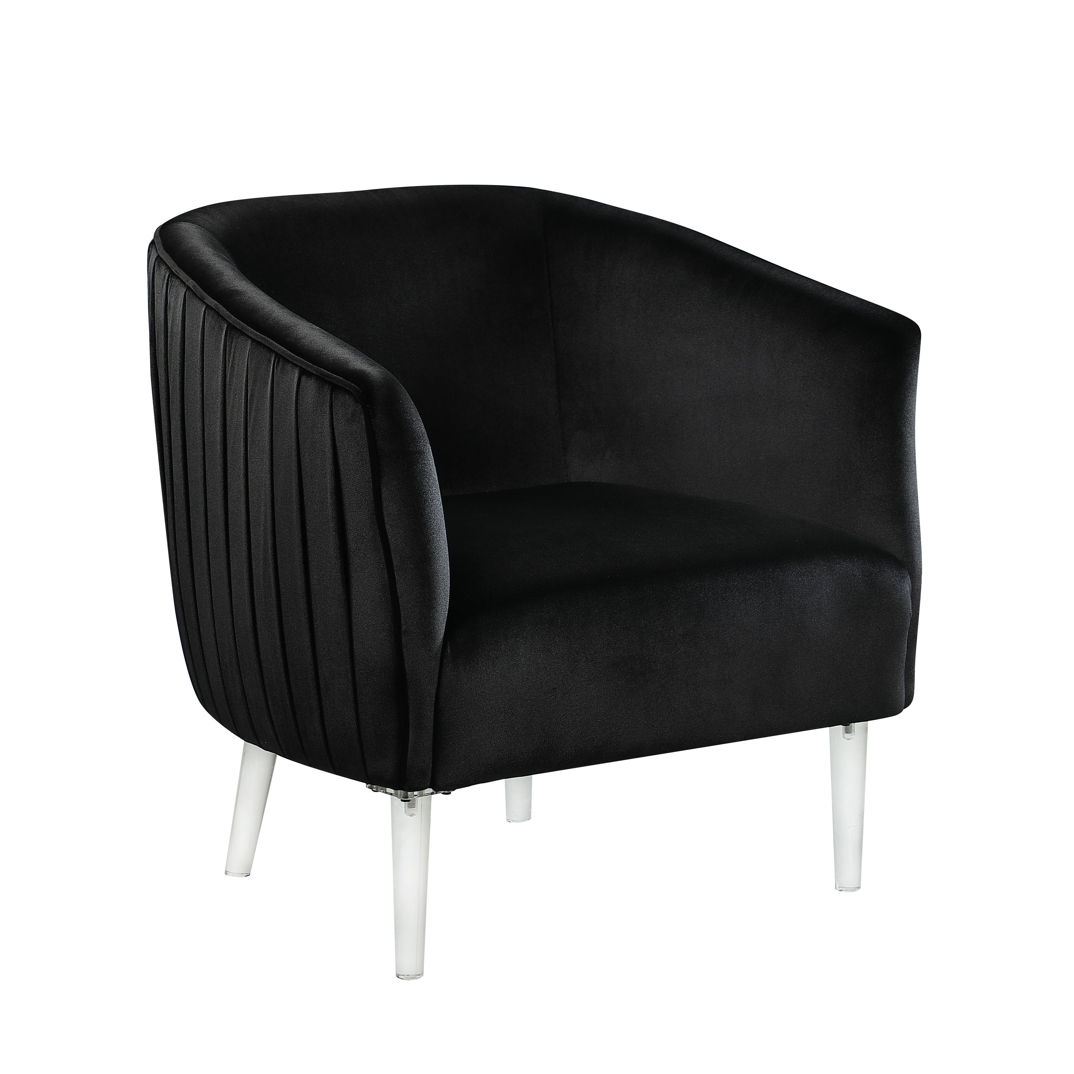 Black Velvet Curved Back Barrel Accent Chair X193086