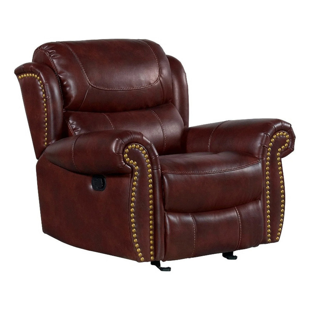 Faux Leather Manual Glider Recliner in Mahogany F707915