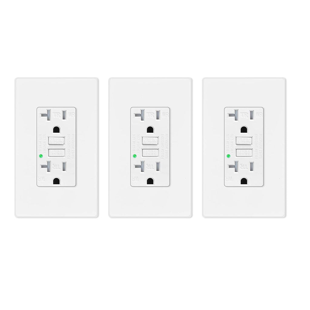 20 Amp GFCI Outlet, Tamper Resistant, Weather Resistant, Glossy White B41981