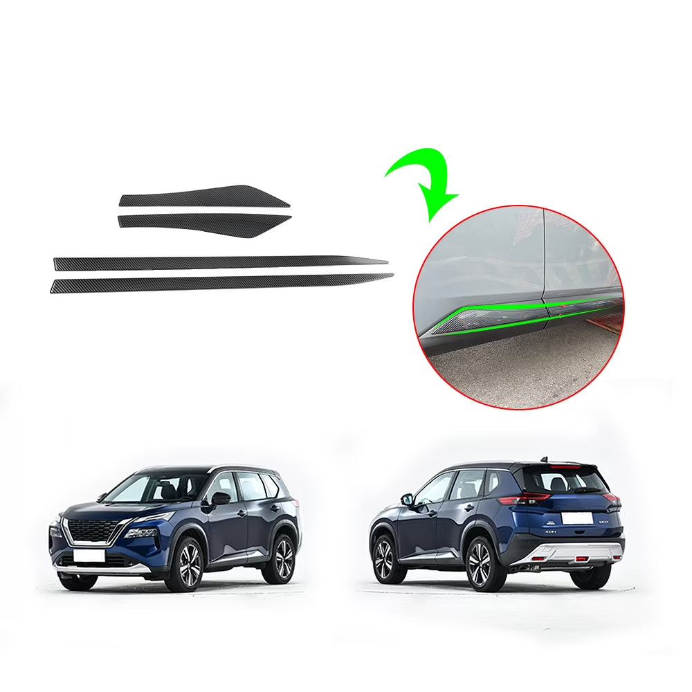 ABS Imitate Carbon Fiber 4Pcs Door Side Molding Trims B650891