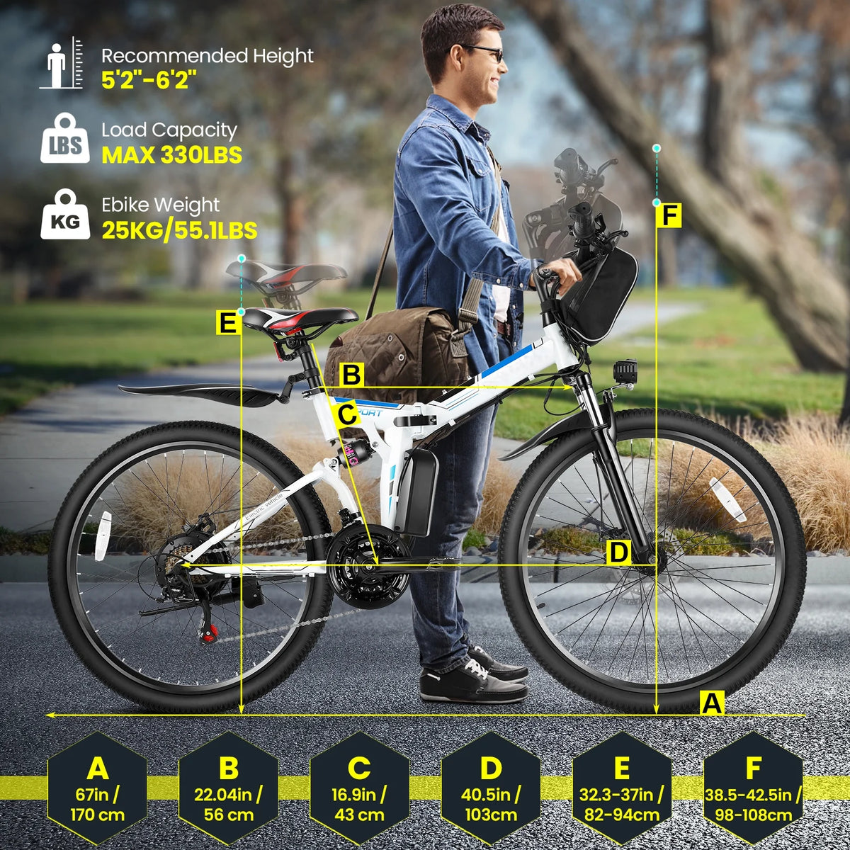 Folding Electric Mountain Bike with Removable Lithium-Ion Battery W84091