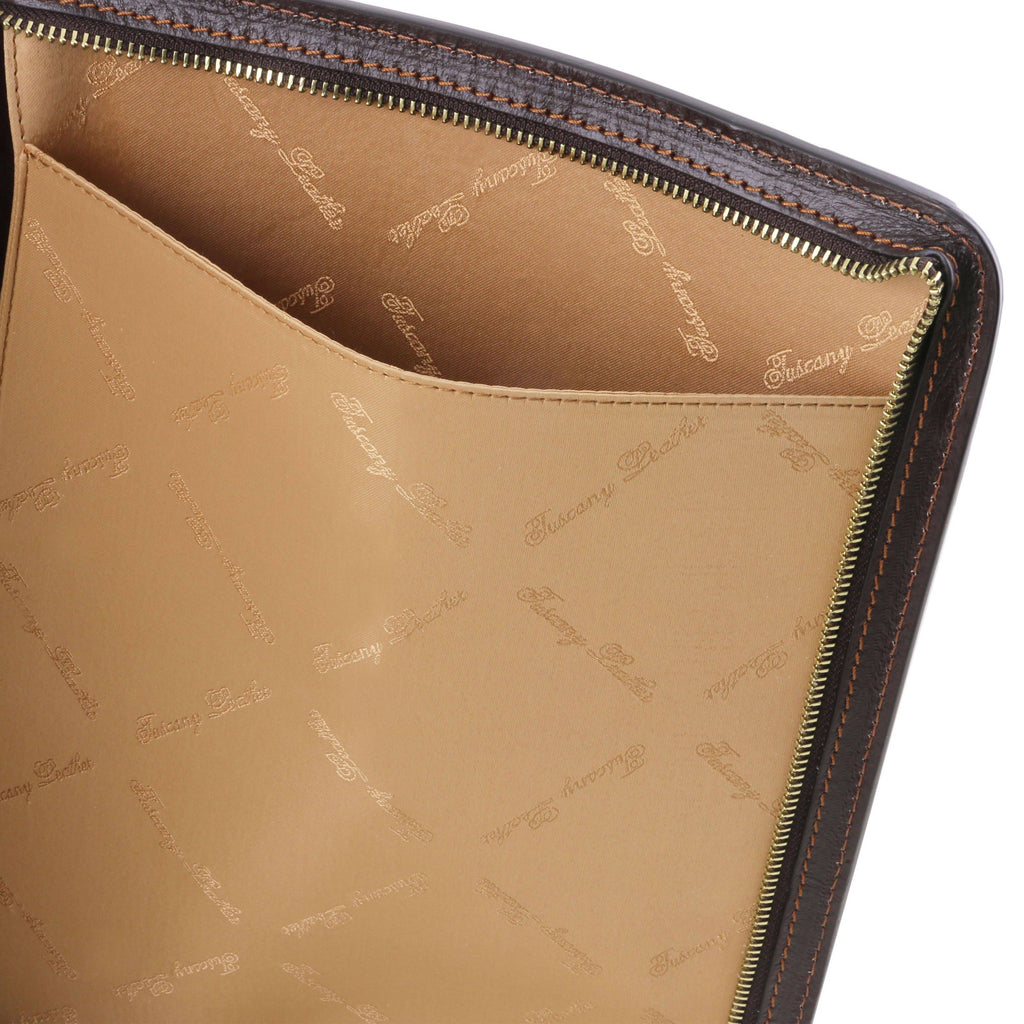 Brown Leather Document Case with Ring Binder D989