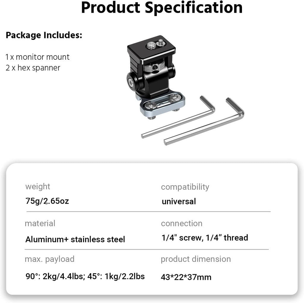 Camera Monitor Mount with 1/4 Screws Installation O3278