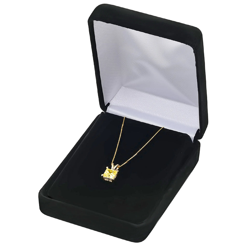 14k Yellow Gold Princess Cut Moissanite Pendant with 18" Chain V112298