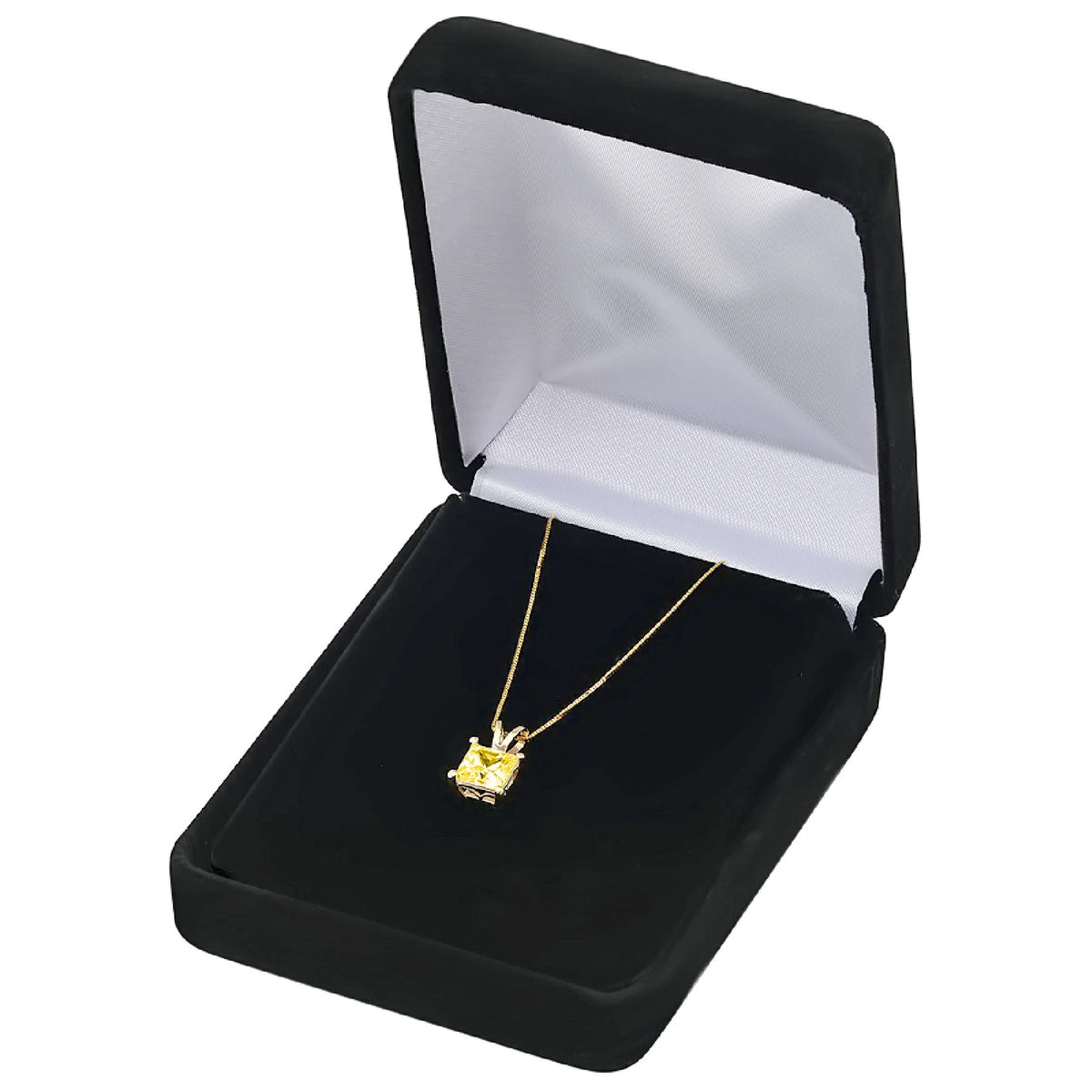 14k Yellow Gold Princess Cut Moissanite Pendant with 18" Chain V112298