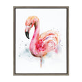 Pink and Coral Flamingo Framed Watercolor Print on Canvas, Gray 18 x 24 J95041