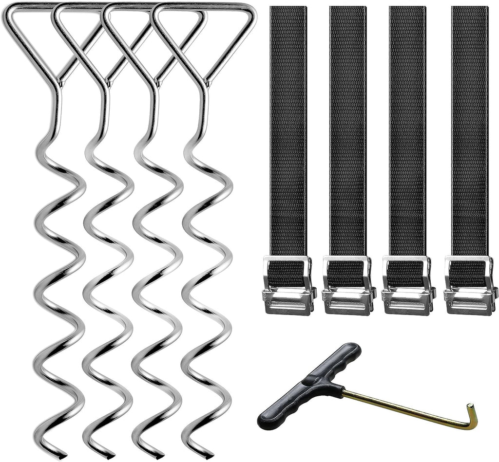 Corkscrew Shape Steel Stakes Anchor Kit with T Hook Q6157