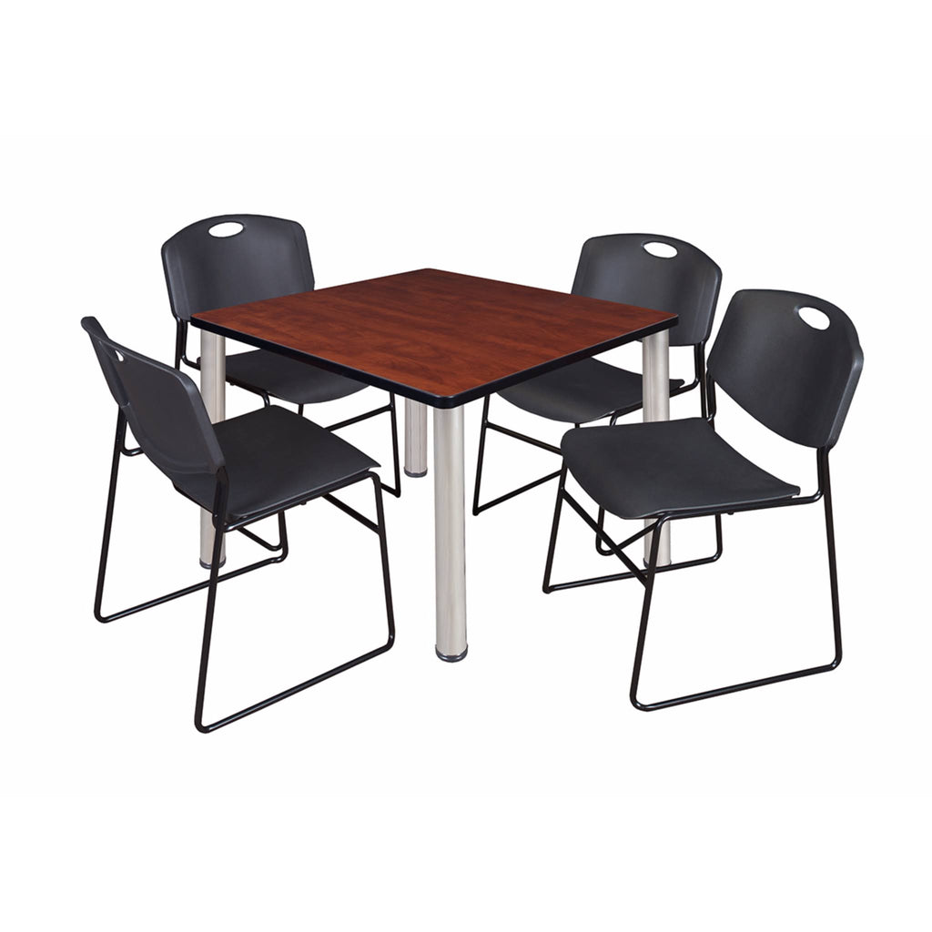 Square Breakroom Table with 4 Stack Chairs A8820