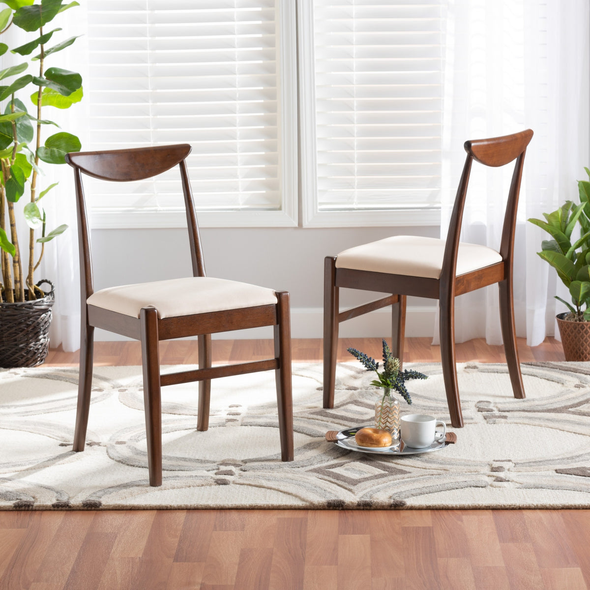 Dark Brown Wood 2-Piece Dining Chair Set Z75193