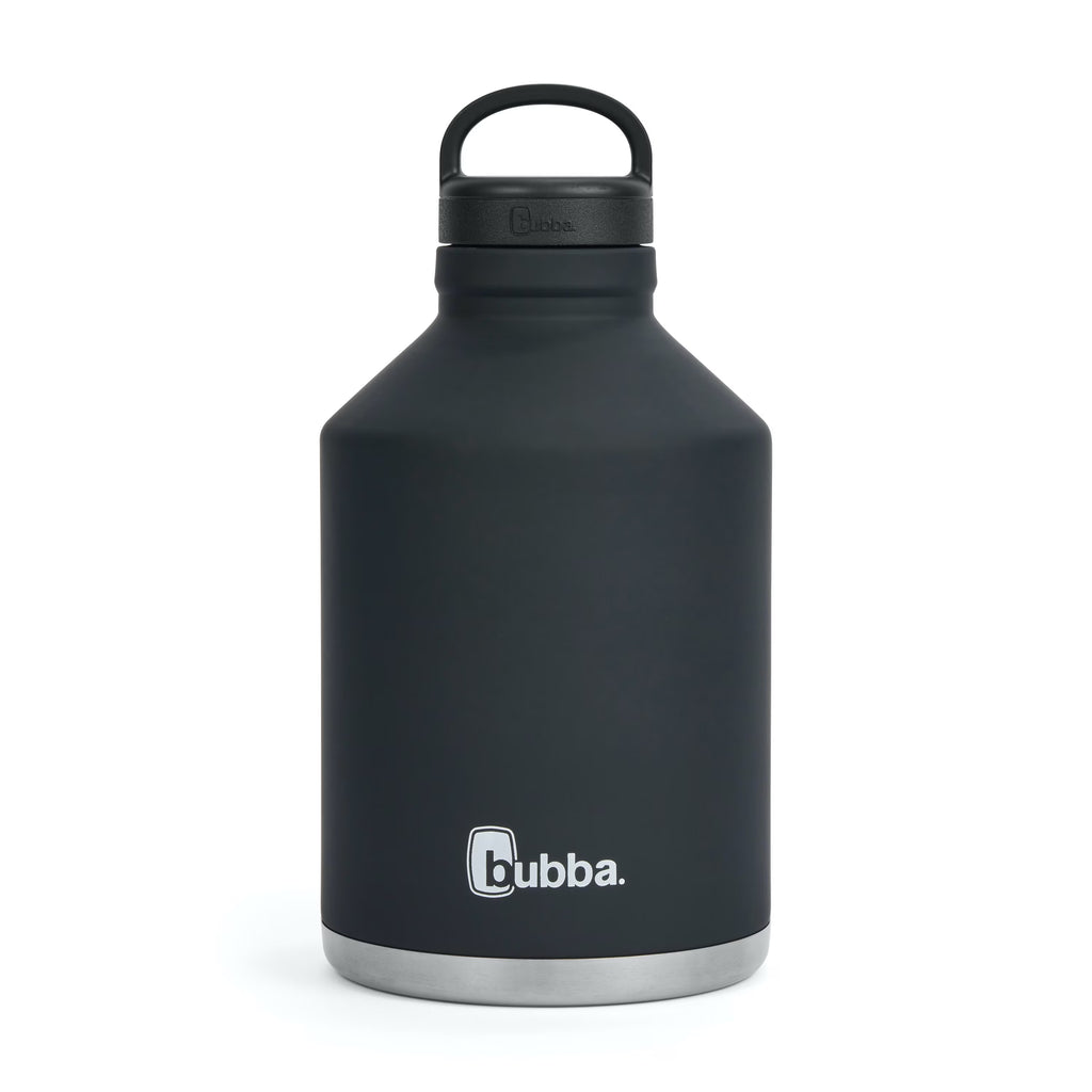 Stainless Steel Water Bottle with Wide Mouth Rubberized in Black, 84 fl. oz. C23845