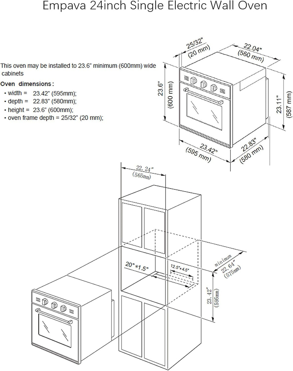 24 Inch Stainless Steel Electric Single Wall Oven R923619