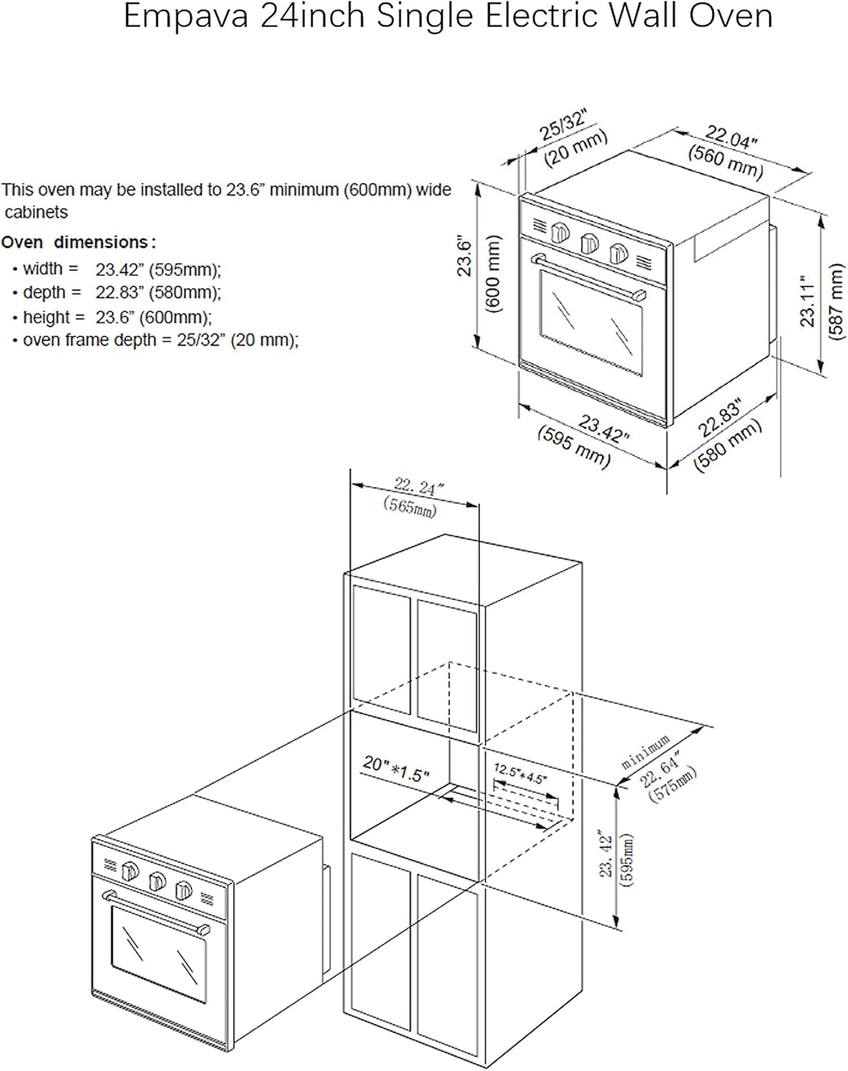 24 Inch Stainless Steel Electric Single Wall Oven R923619