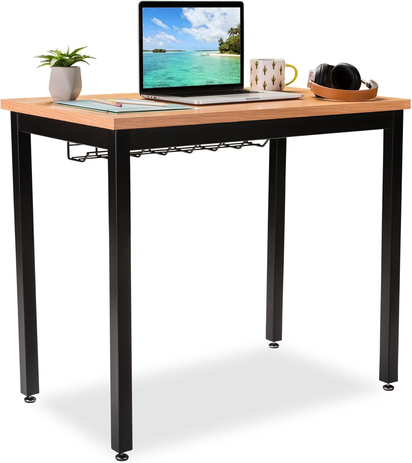 Teak 36” Computer Desk with Cable Organizer L20303