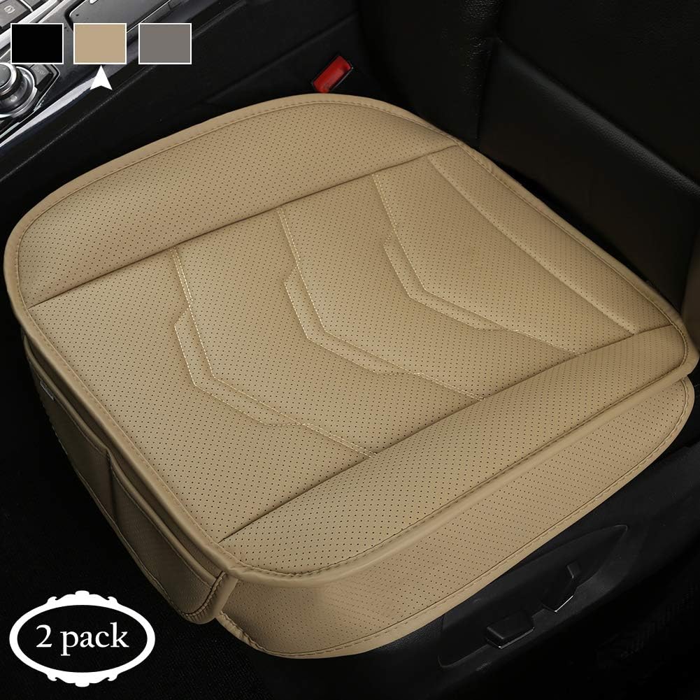2 Pack Black PU Leather Front Car Seat Bottom Covers Pad Mat N9222