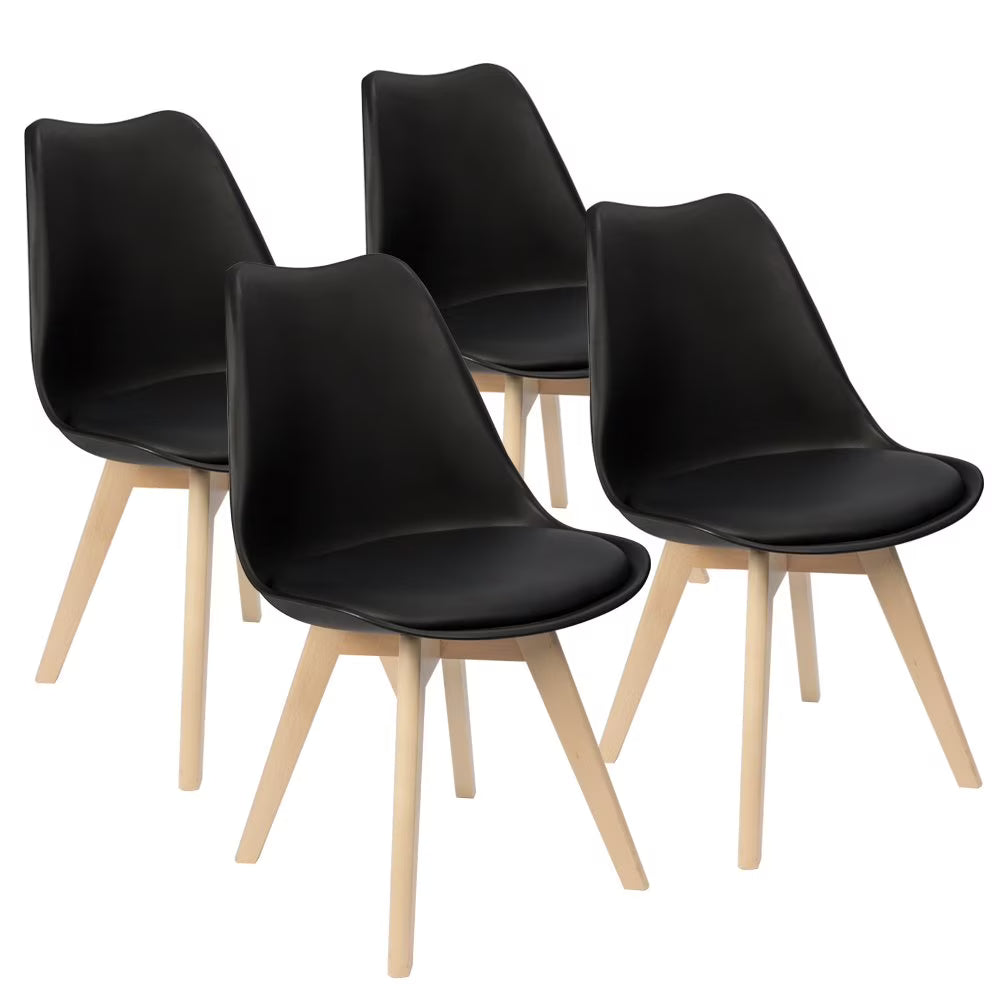 Black Upholstered Side Chair Set of 4 N8891