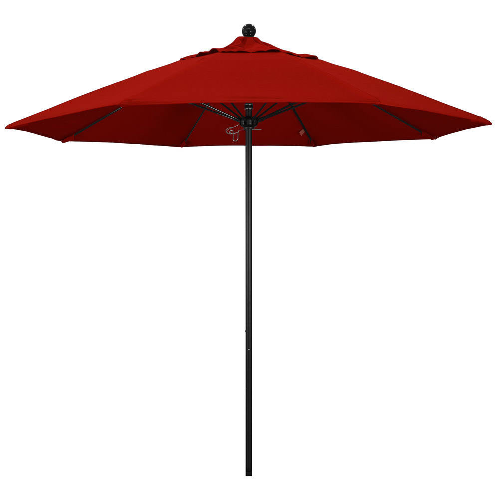Stone Black Aluminum Market Patio Umbrella with Manual Lift and Fiberglass Ribs Y755