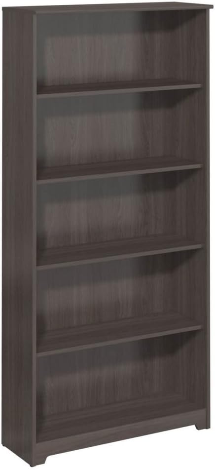 5 Shelf Bookcase and 60W Hutch, Heather Gray O409