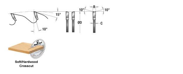Carbide Tipped Cut-Off and Crosscut 10 inch Dia x 60T ATB, 10 Deg, 5/8 Bore P93584
