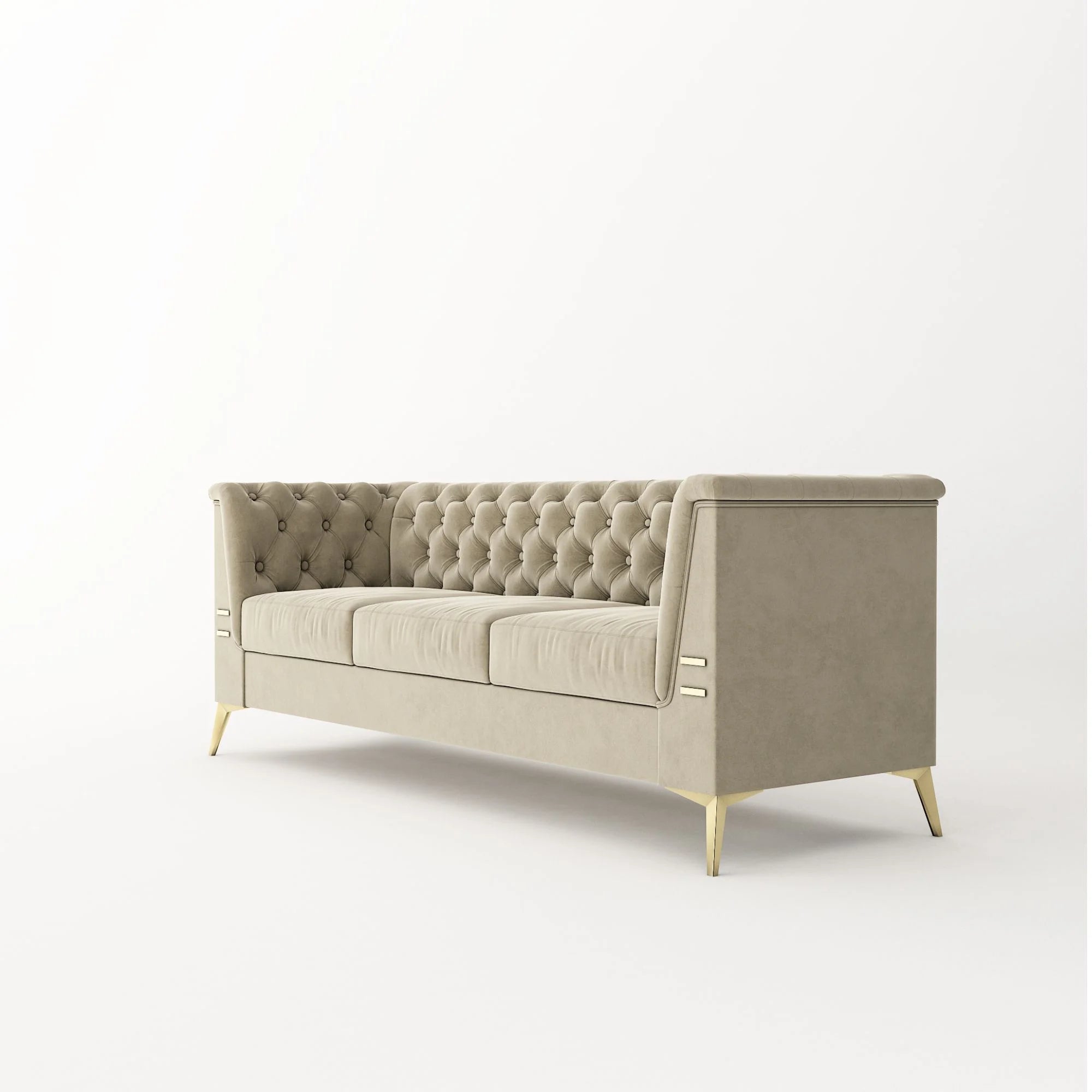 Khaki Velvet Upholstered Sofa Y6264