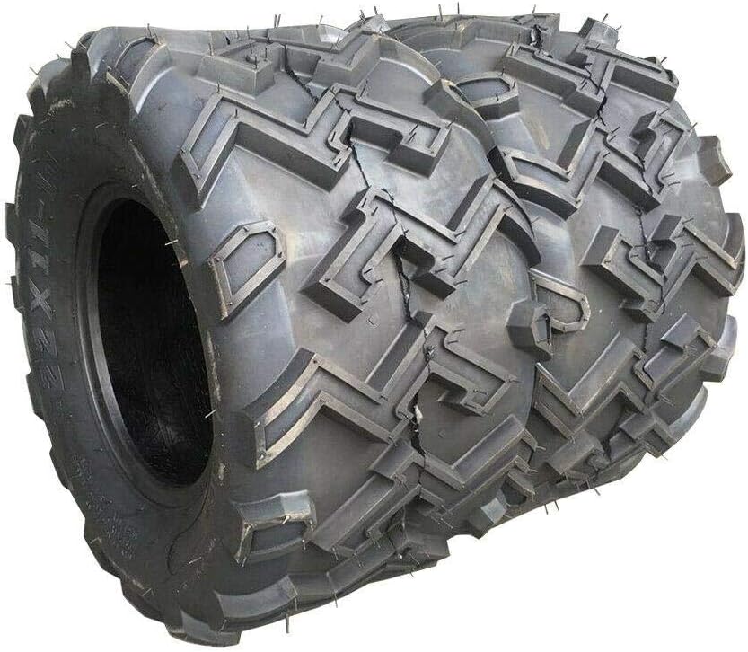 Set of 2 22X11-10 4 Ply Black Rubber Tires Q35452