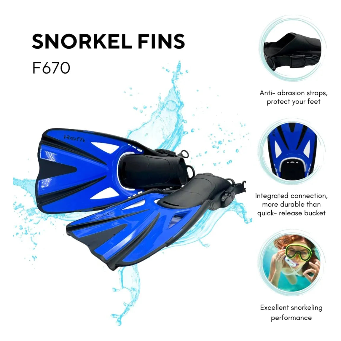 Adjustable Size Floating Fins for Snorkeling, Swimming and Diving H450