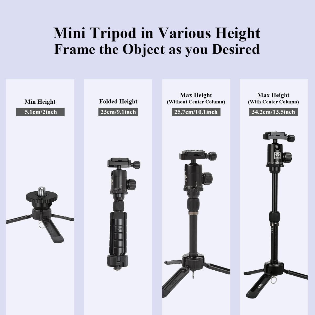 Mini Desktop Tripod with 360° Ball Head, Aluminum Tripod D40623