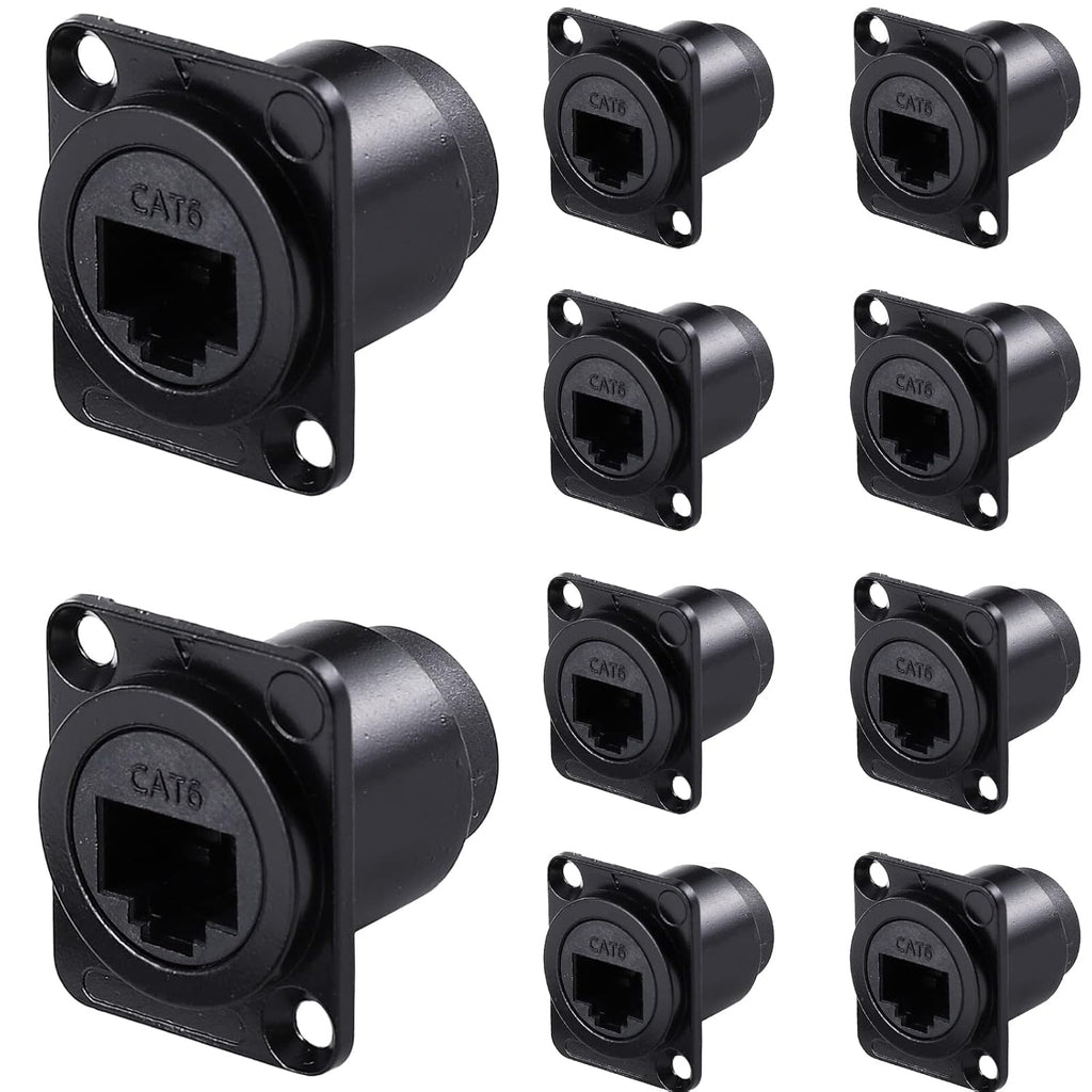 10 Pack Shielded RJ45 Panel Mount Ethernet Connector O729