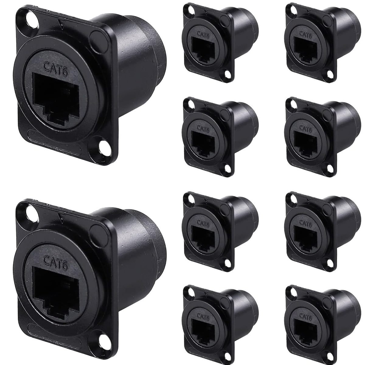 10 Pack Shielded RJ45 Panel Mount Ethernet Connector O729