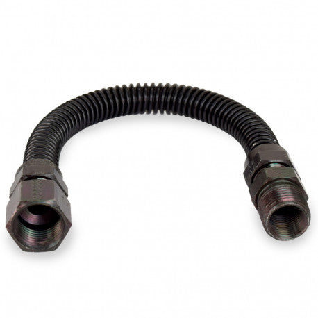 2Pc Black Stainless Steel Gas Fireplace Connector, 1/2" MIP x 1/2" FIP, 3/8" ID T92688