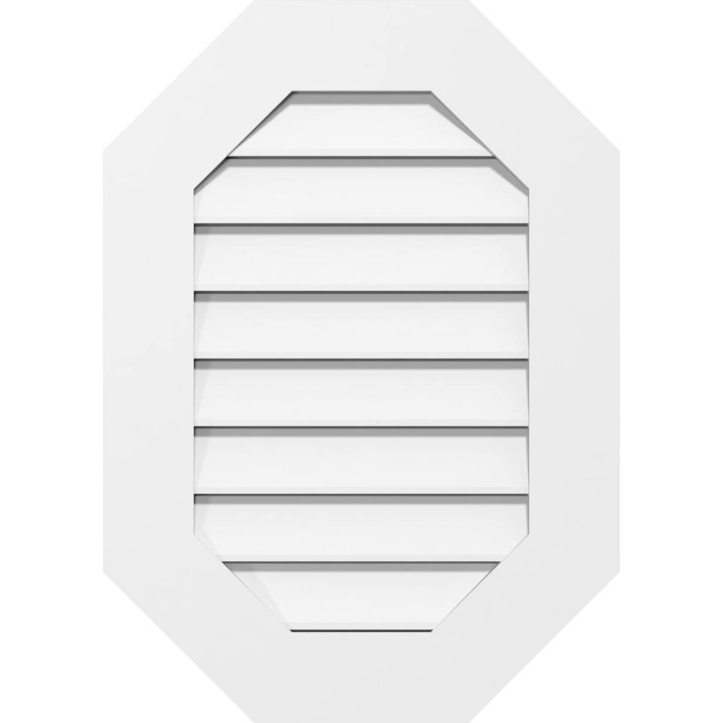 26x22W x 34x22H Vertical Elongated Octagon Surface Mount PVC Gable Vent C1429