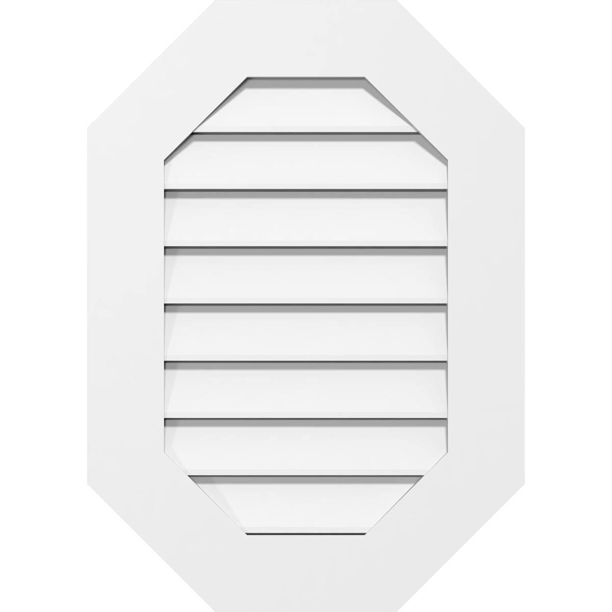 26x22W x 34x22H Vertical Elongated Octagon Surface Mount PVC Gable Vent C1429