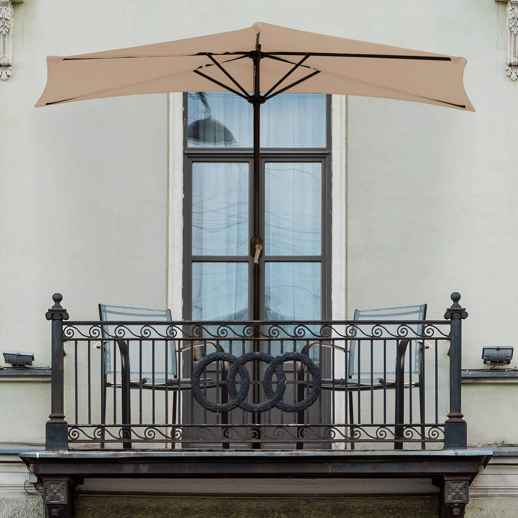 Tan 9-Foot Half Patio Umbrella C798407