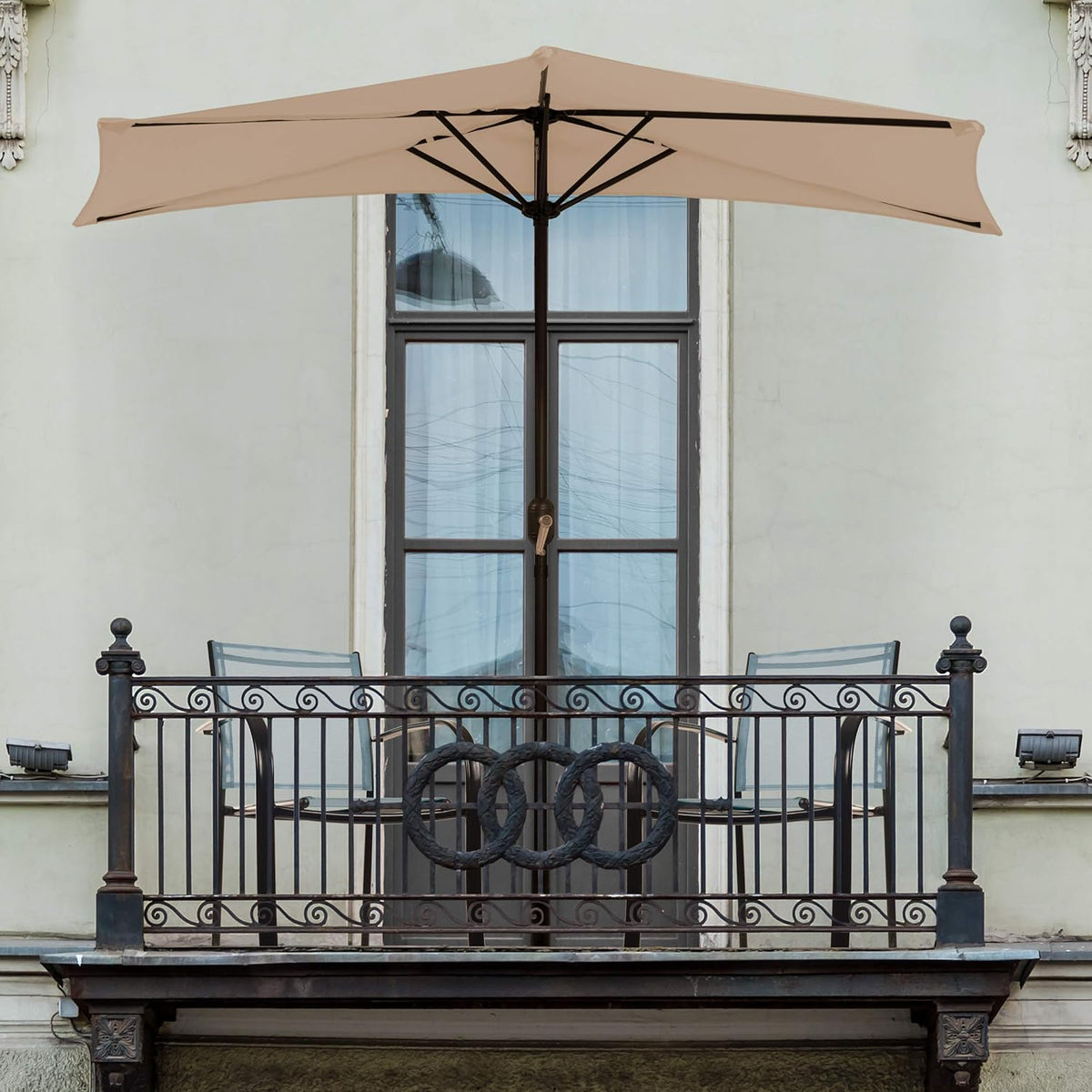 Tan 9-Foot Half Patio Umbrella C798407