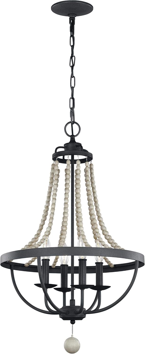 Bronze 6-Light Candle Bead Chandelier H7850