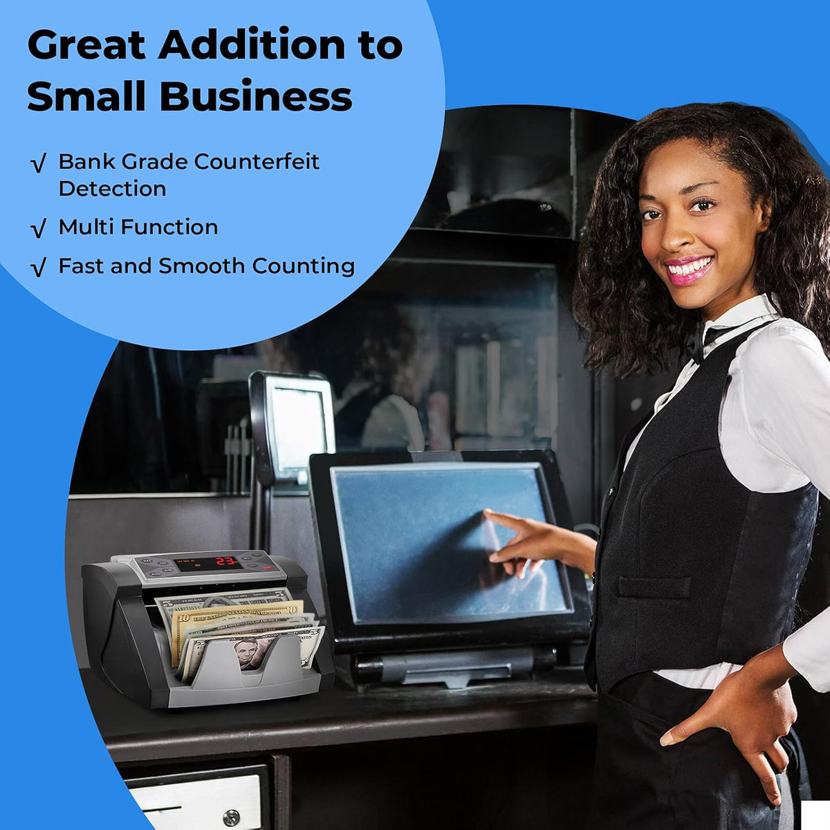 Money Counter Machine with UV/MG/IR/DD Counterfeit Detection A2568