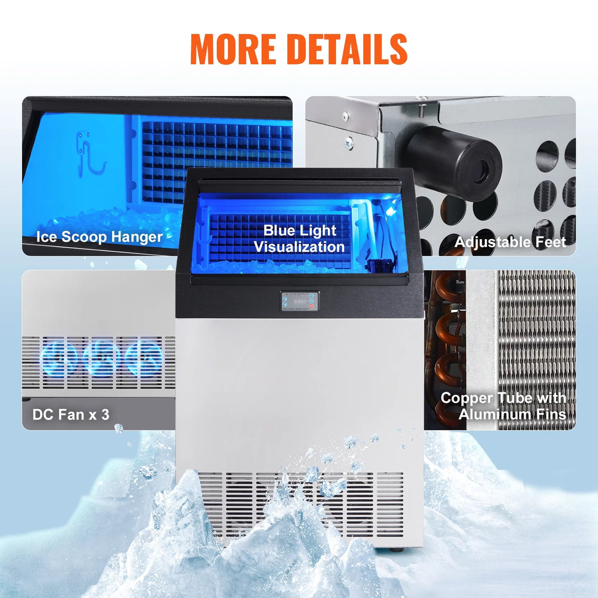 265lbs/24H Freestanding Ice Maker Cabinet Machine O129636