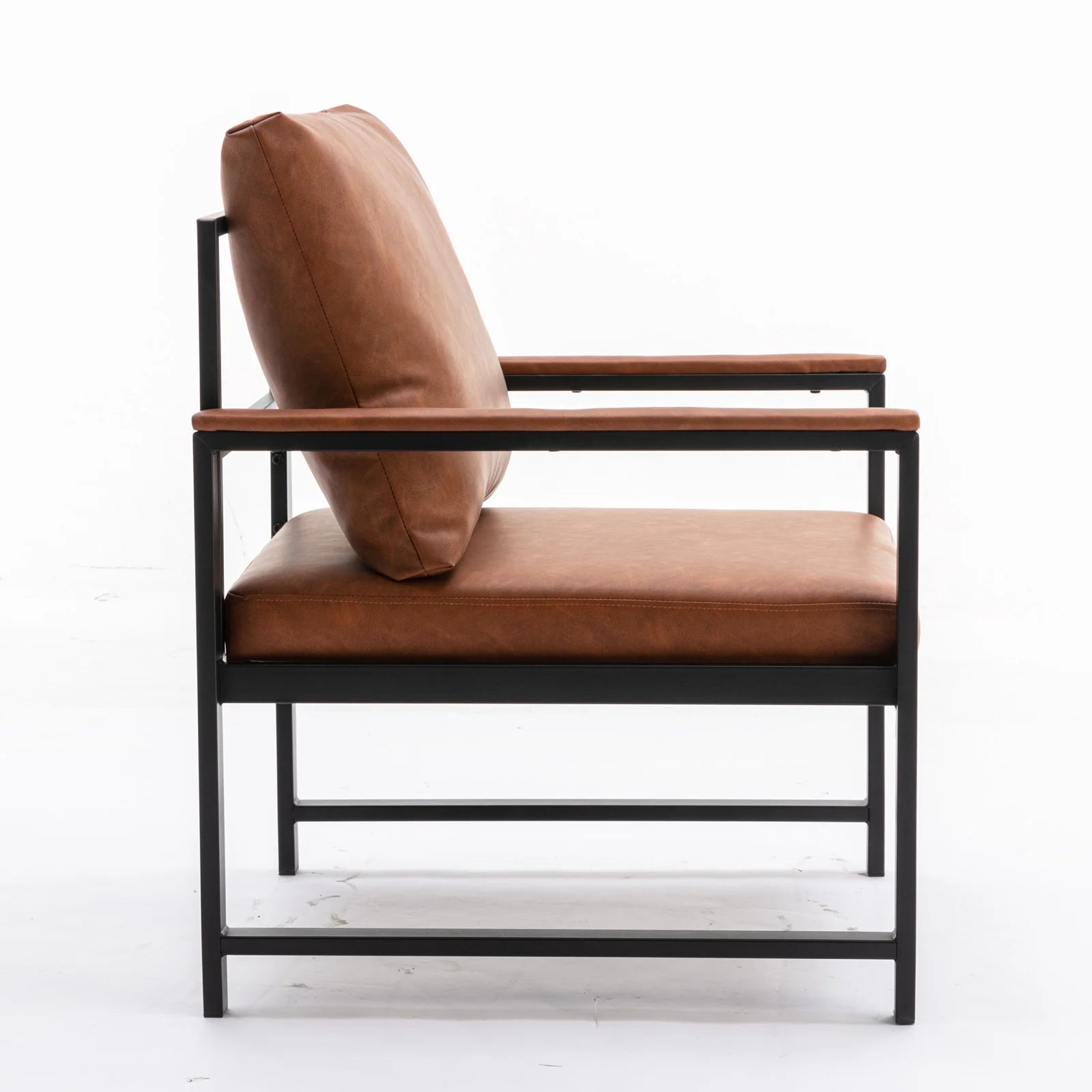 Orange Faux Leather Accent Chair with Black Metal Frame M818