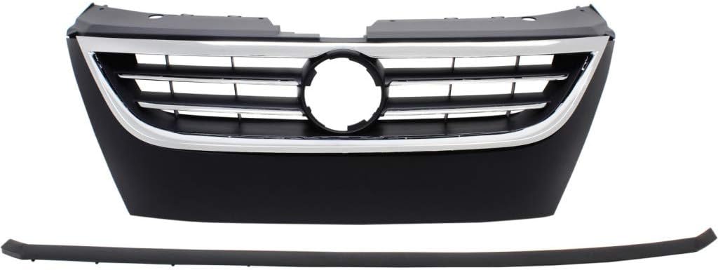 Primed Black Plastic Grille Assembly with Chrome Molding O629877