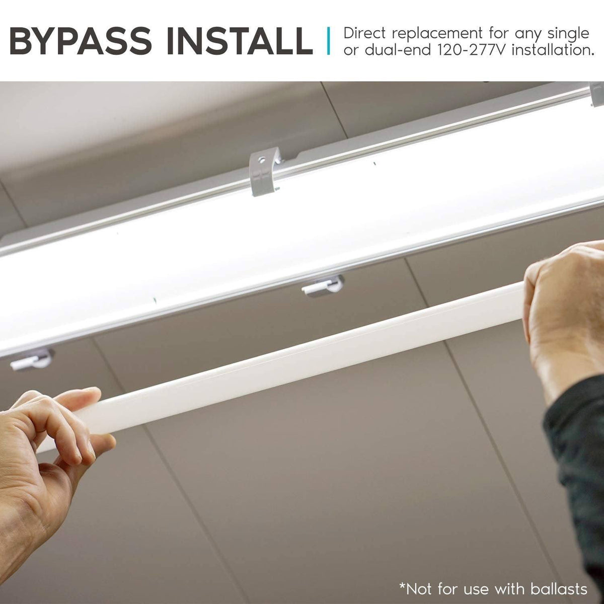 4ft LED Tube Light, T5 HO, 25W, 3500K Natural White, 3300 Lumens U8126