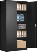 Grey Tall Metal Lockable Storage Cabinet with 2 Adjustable Shelves P966