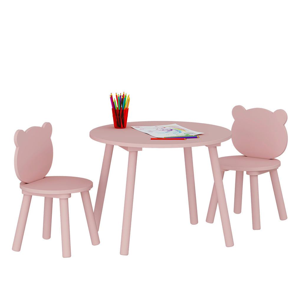 3 Pieces Kids Wood Table and Chair Set F9320