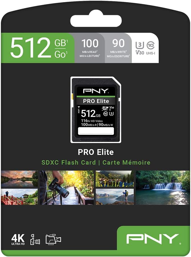 512GB PRO Elite Class 10 U3 V30 SDXC Flash Memory Card P82122