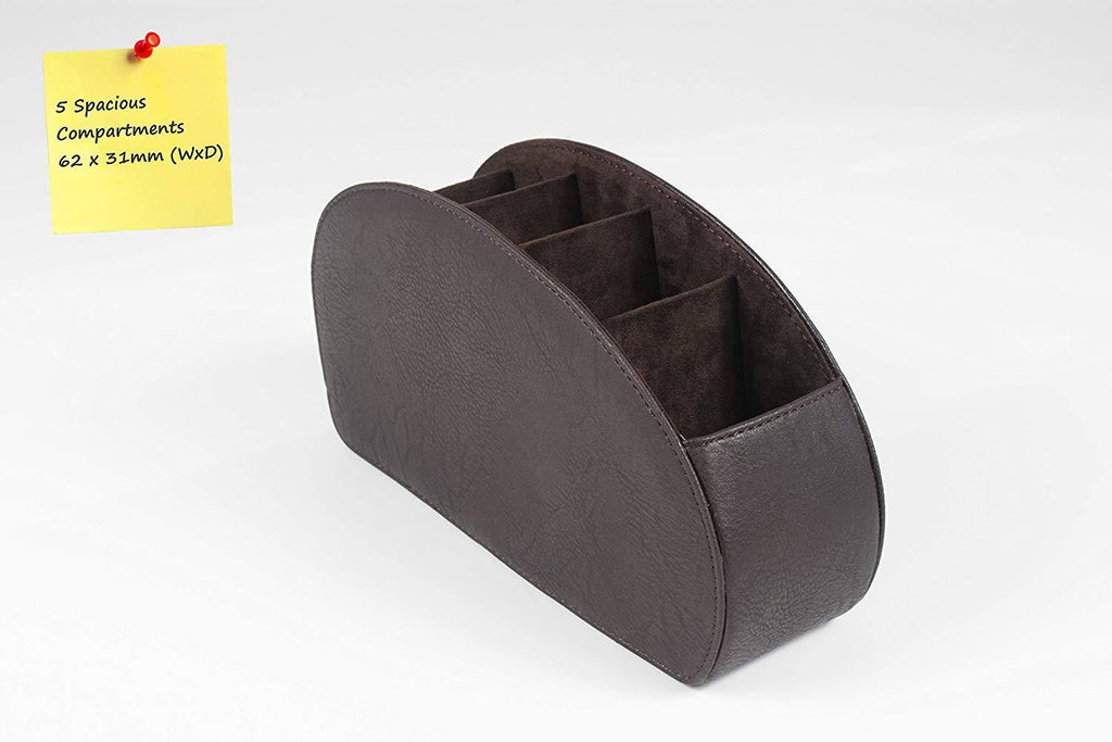 Brown TV Remote Caddy Organizer with 5 Compartments Q4102